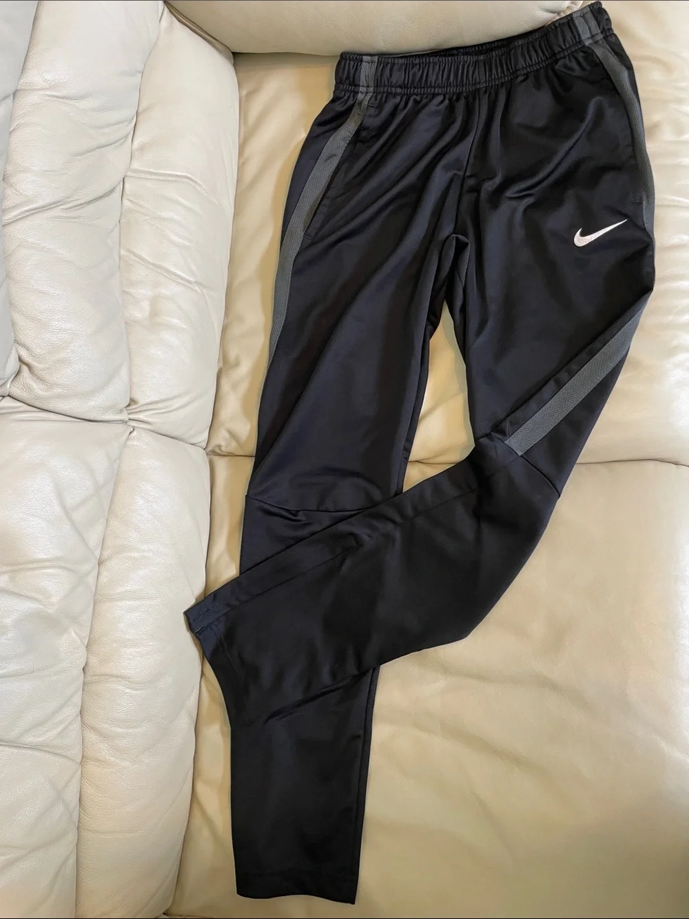 Nike Kids Black Athletic Track Pants with Gray Accent XS